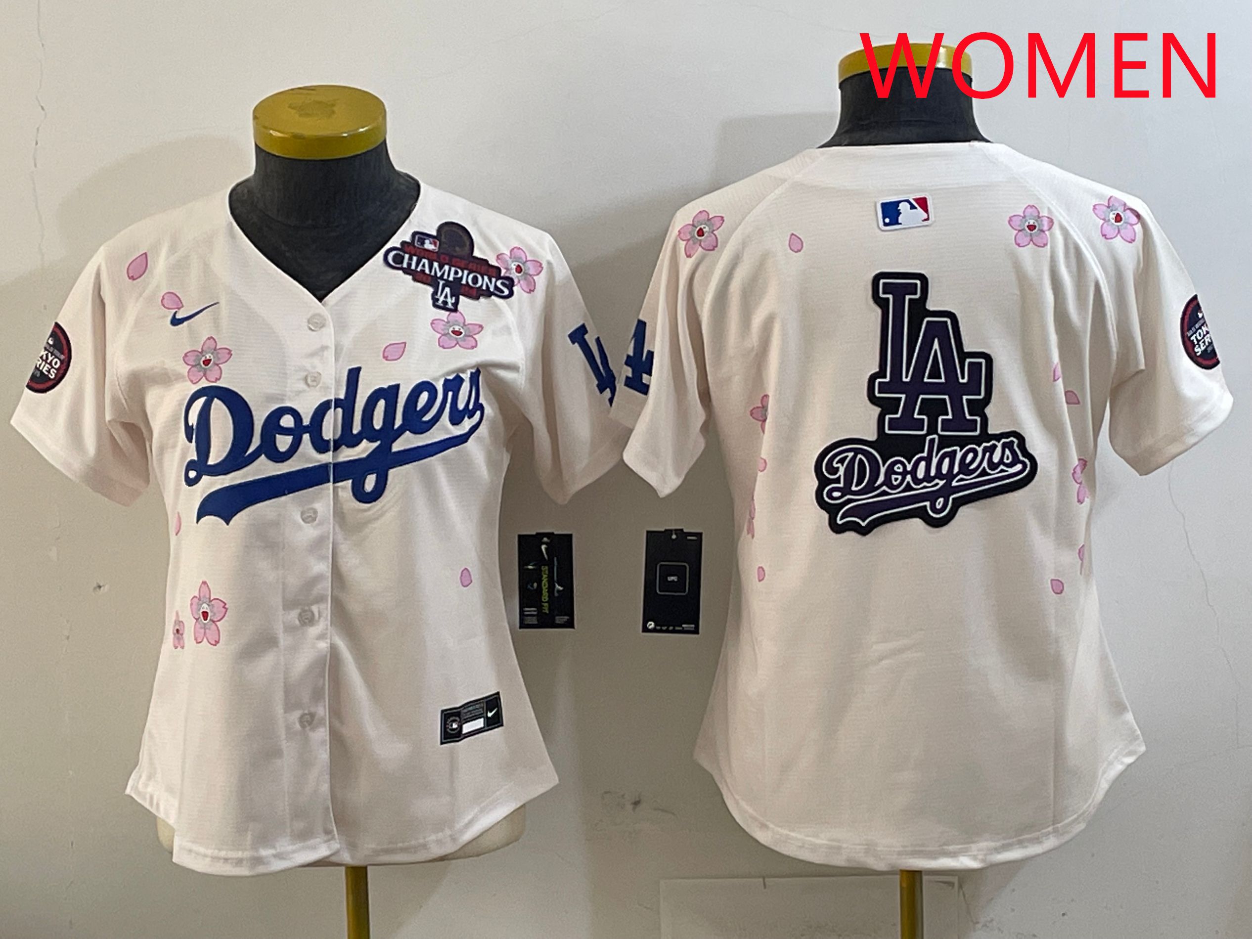 Women Los Angeles Dodgers Blank Cream Sakura Edition 2025 Nike MLB Jersey style 20
